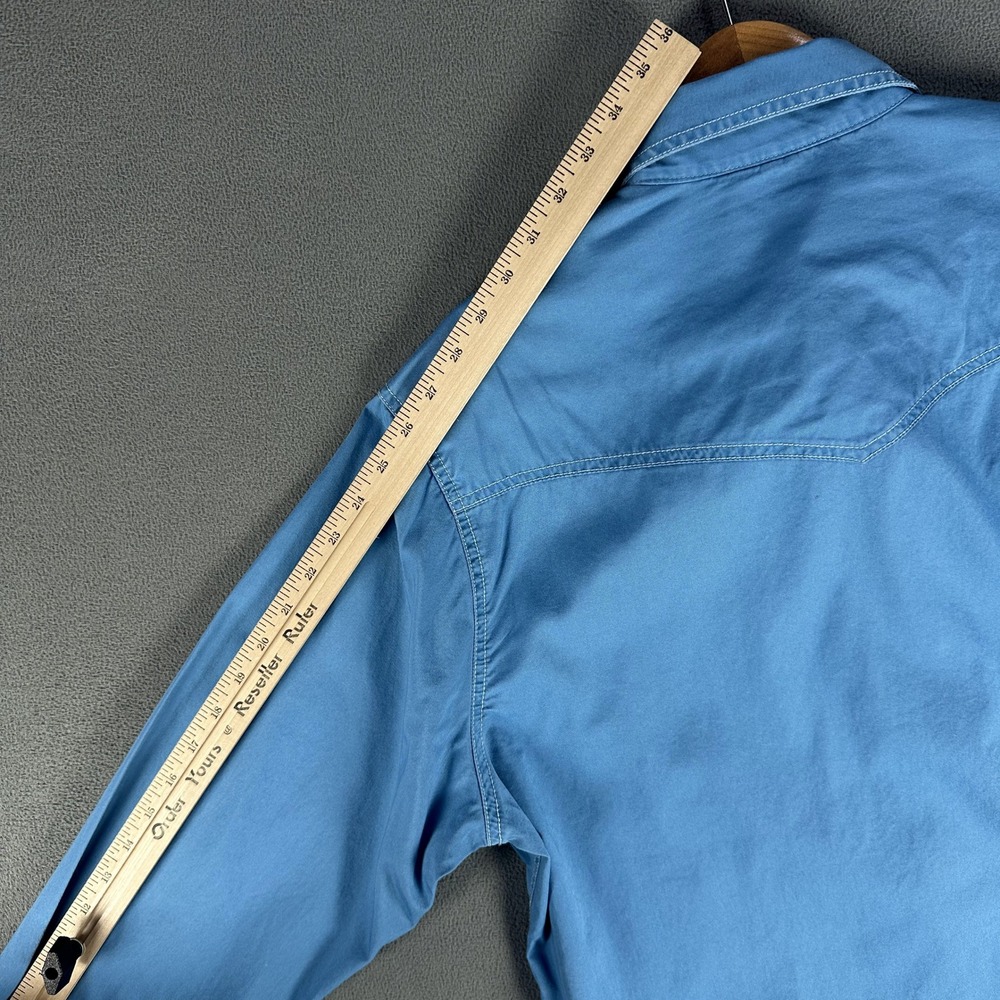 Wrangler Pearl Snap Shirt Mens Large Blue Retro Western Cowboy Cotton Dyed - Picture 6 of 8